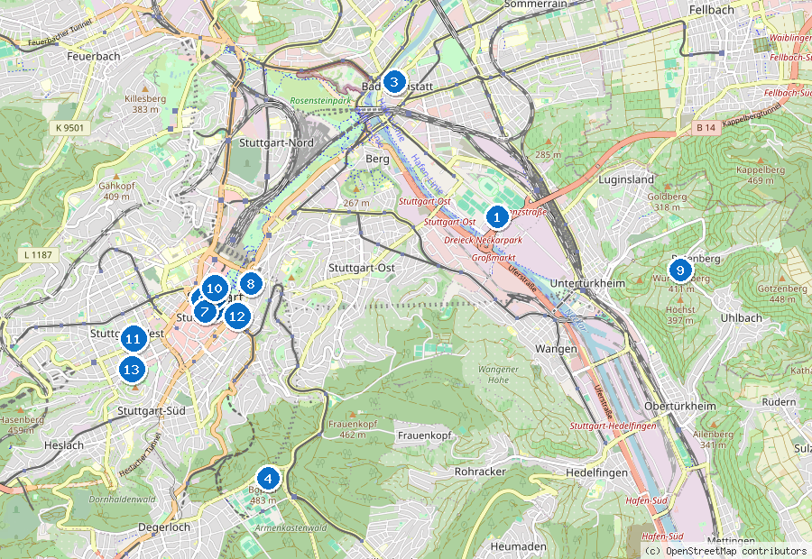 Mappa dei dintorni di Stoccarda