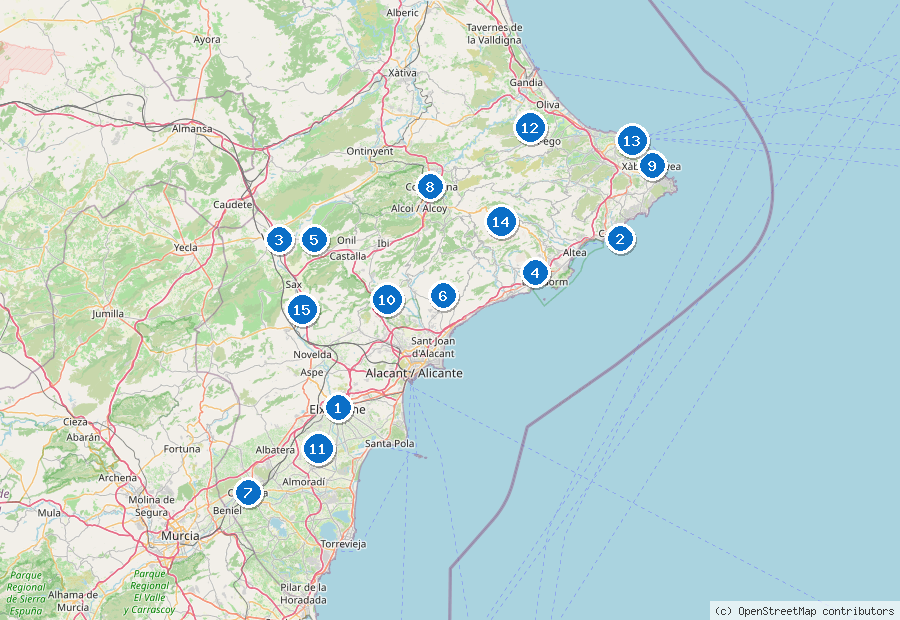 Mappa dei dintorni di Alicante