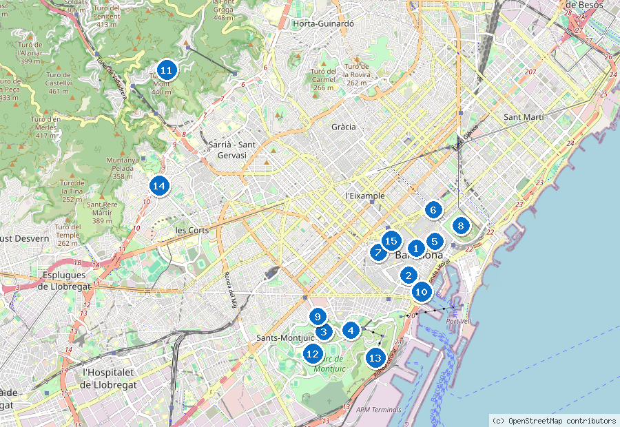 Mappa dei dintorni di Barcellona
