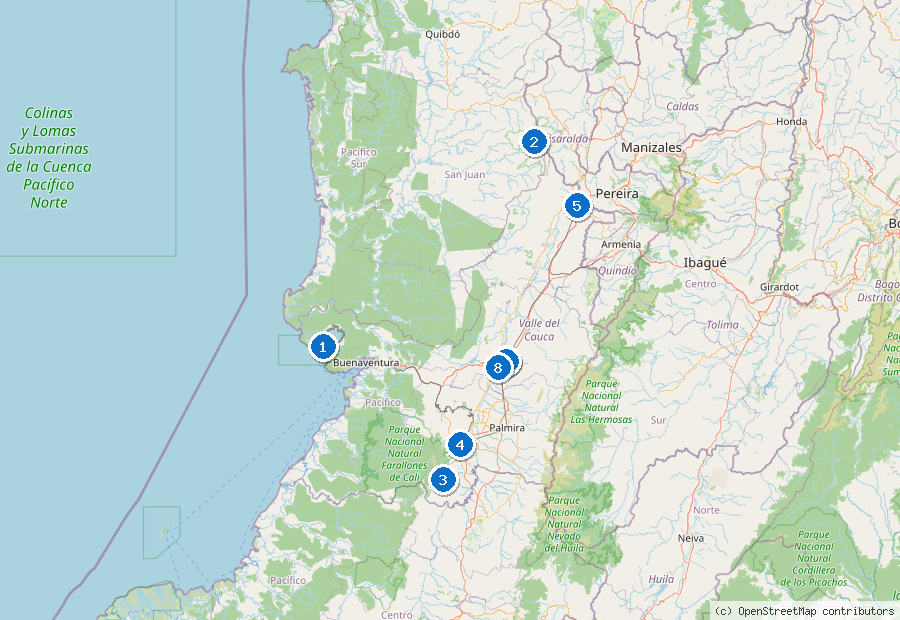Mappa dei dintorni di Cali