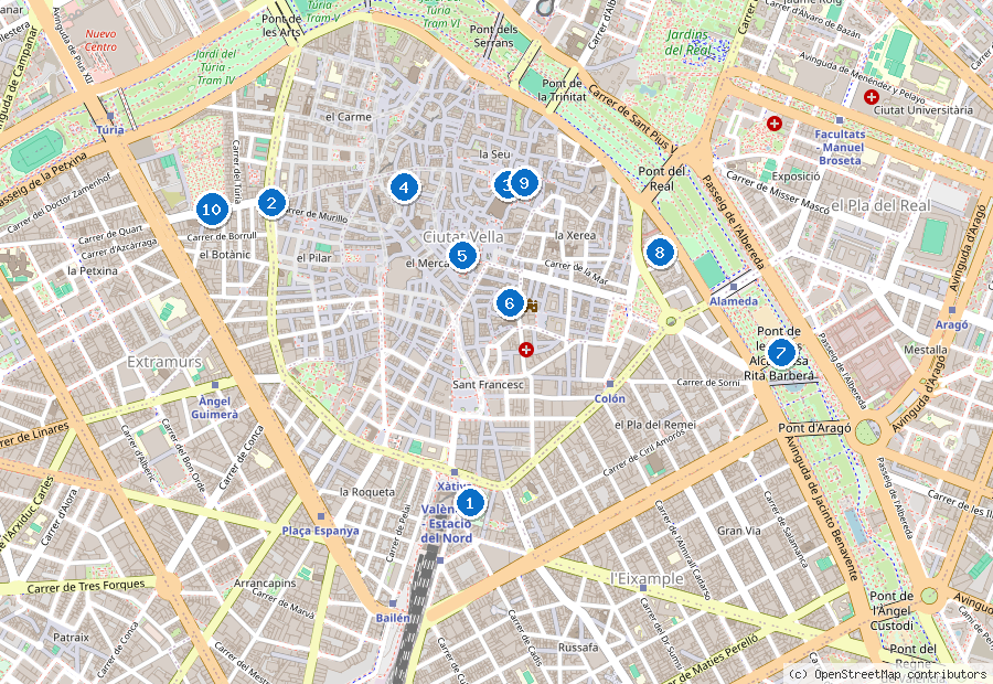 Mappa dei dintorni di Valencia