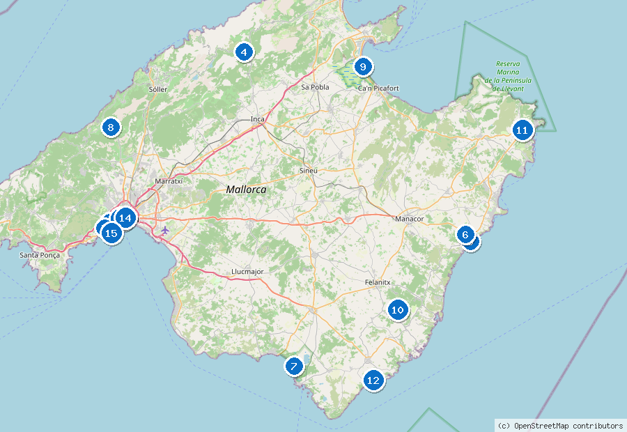Mappa dei dintorni di Palma di Maiorca