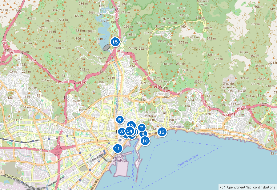 Mappa dei dintorni di Málaga